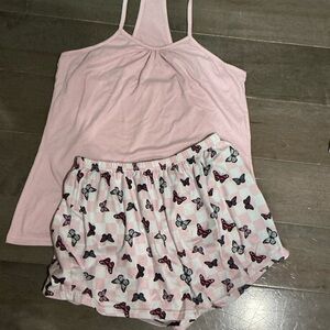 Charming Pink Butterfly Print Pajama Set